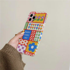 Flower Checkerboard iPhone Case