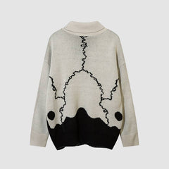 Horrible Skull Print Turtleneck Knit Sweater