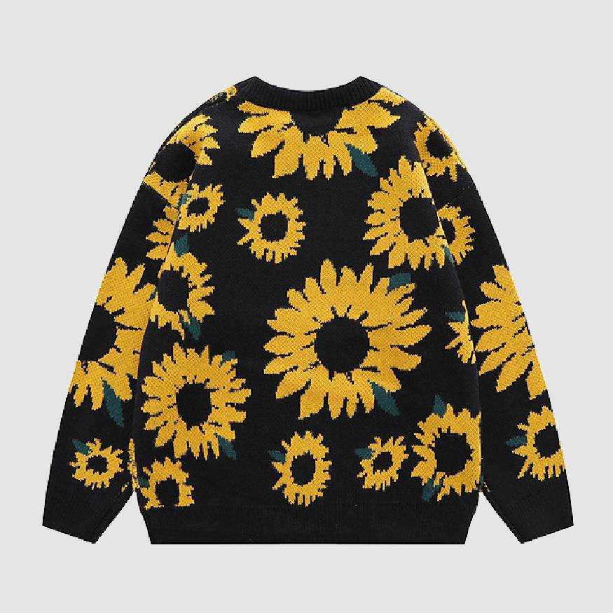 Sunflower Pattern Embroidery Sweater