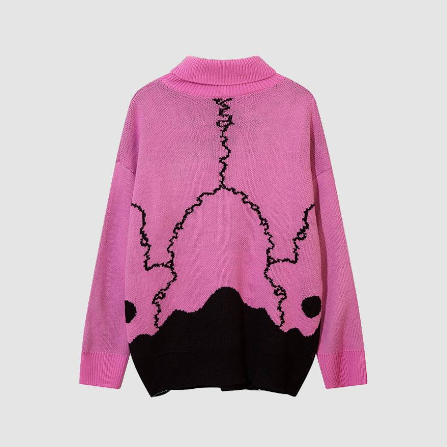 Horrible Skull Print Turtleneck Knit Sweater