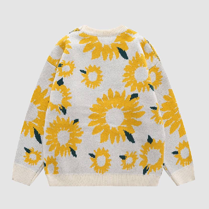 Sunflower Pattern Embroidery Sweater