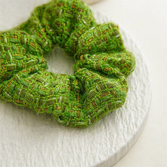 Green Tweed Scrunchie