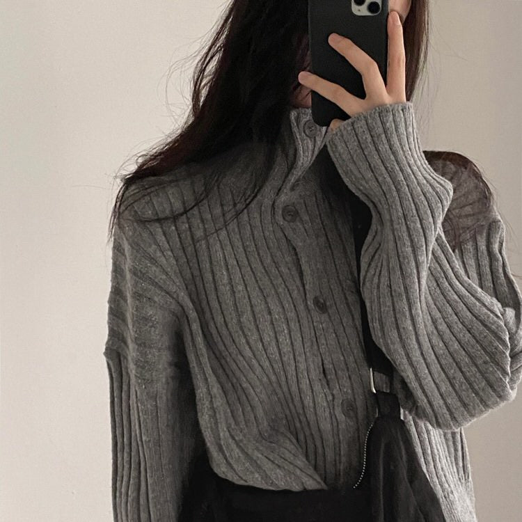 Basic Things Grey Button Up Jumper