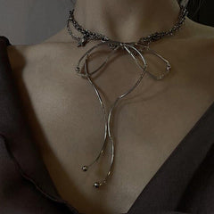 Grunge Aesthetic Metal Bow Choker