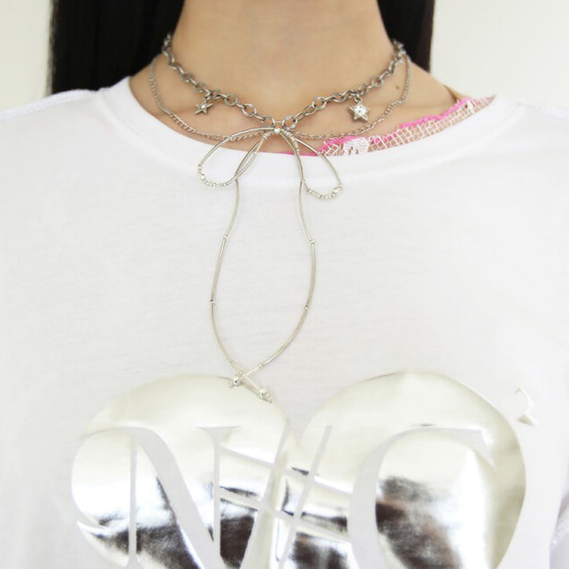 Grunge Aesthetic Metal Bow Choker