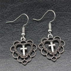 Everlasting Love Heart Cross Earrings