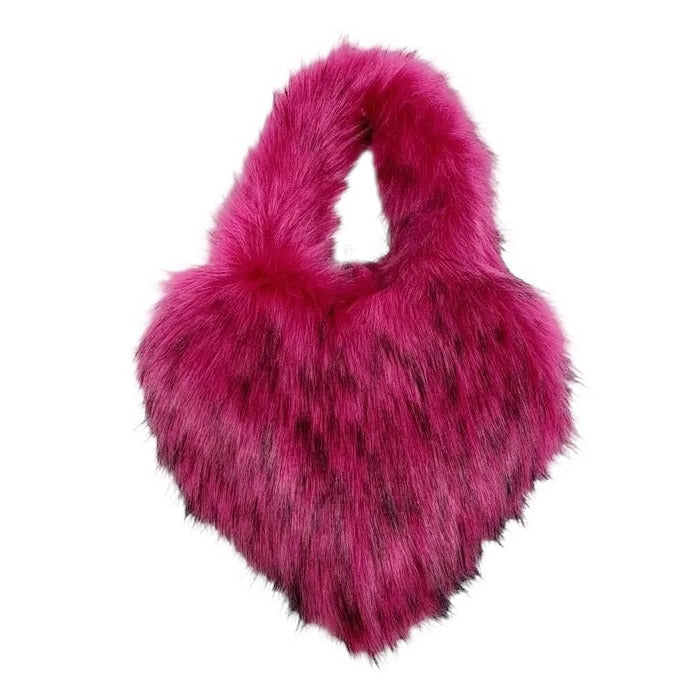 Heart Shape Fuzzy Handbag