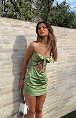Hyacinth Tie Mini Dress Green