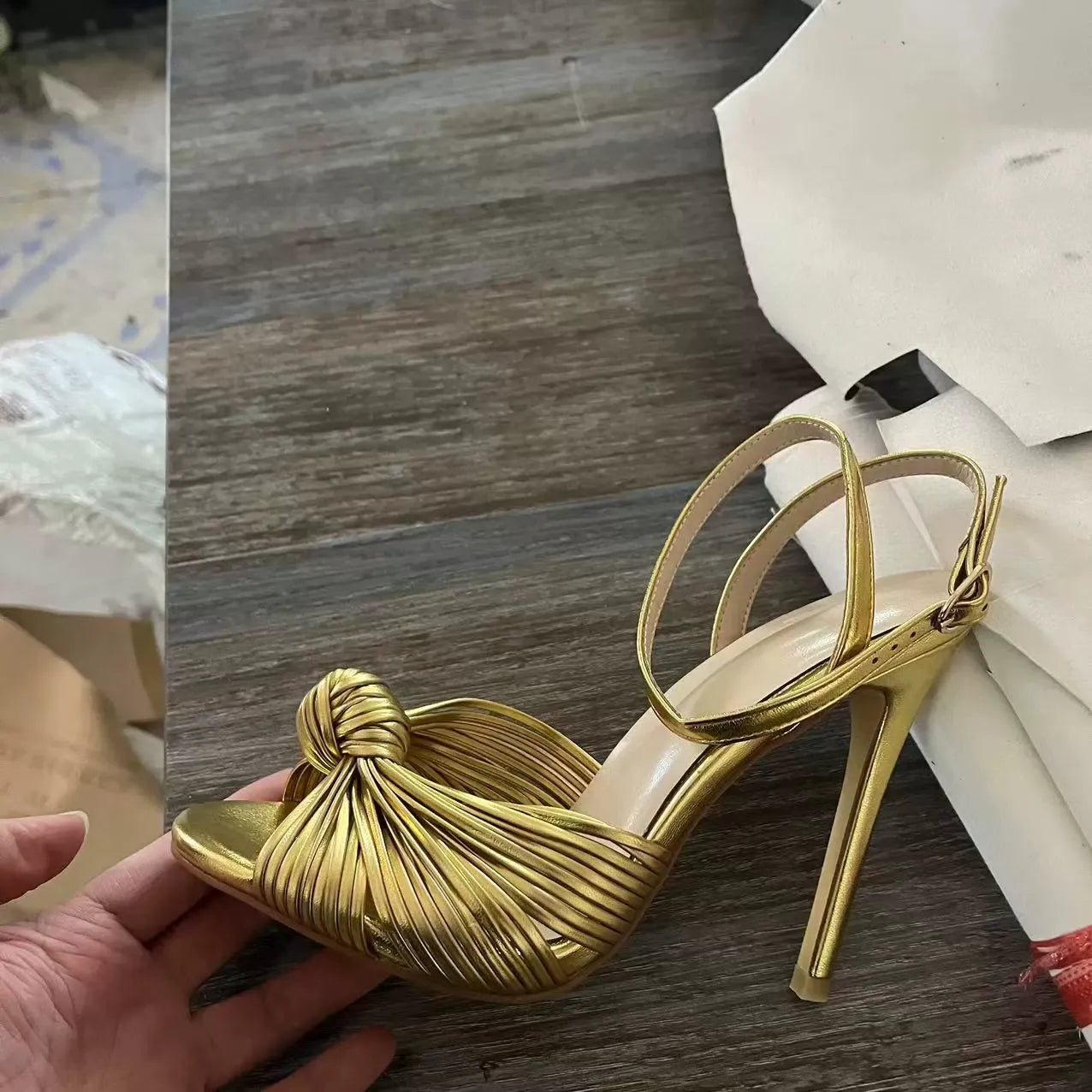 Sirena Golden Strappy Heels