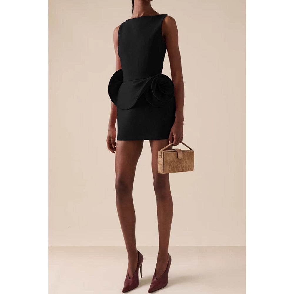 June Sculptural Backless Mini Dress