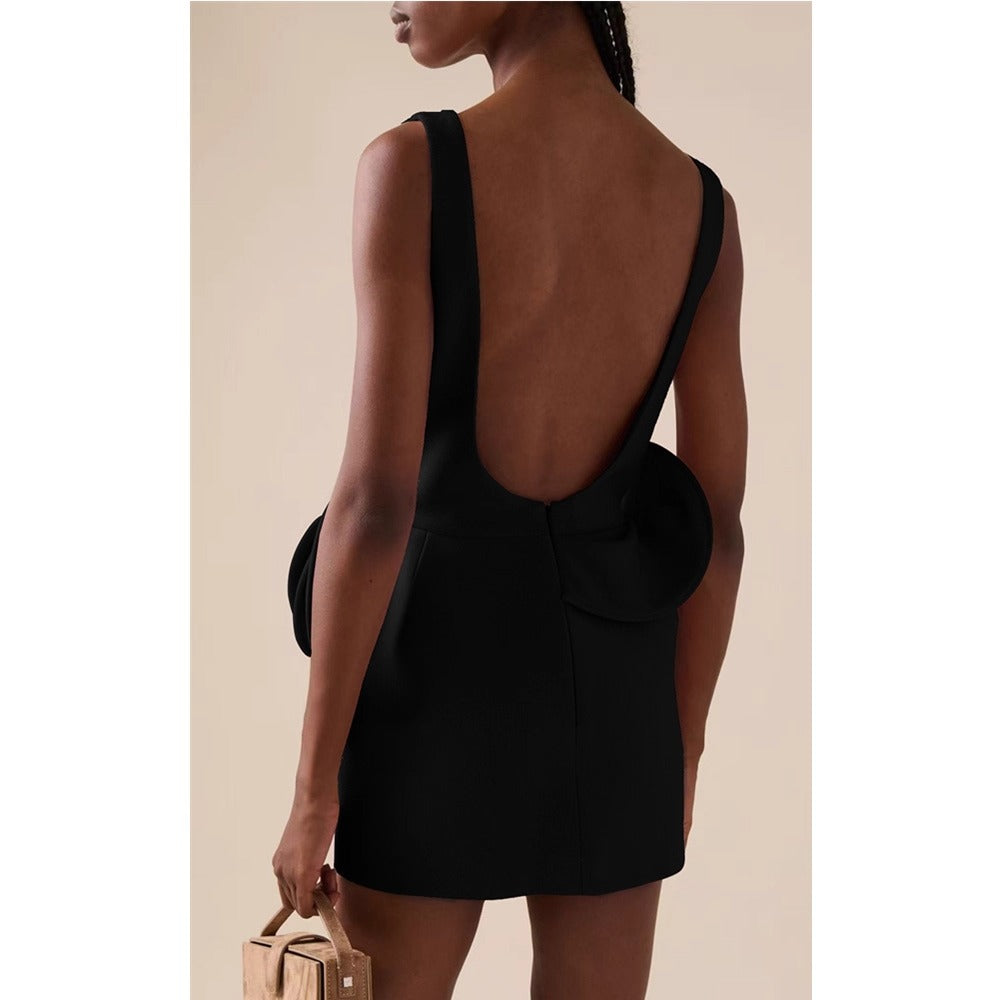 June Sculptural Backless Mini Dress