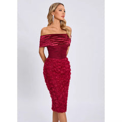 Freja Off-Shoulder Rose Midi Dress