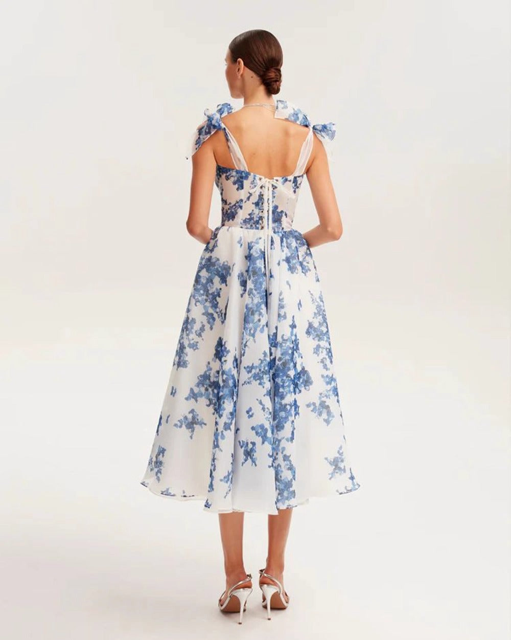 Nina Bow Strap Floral Midi Dress
