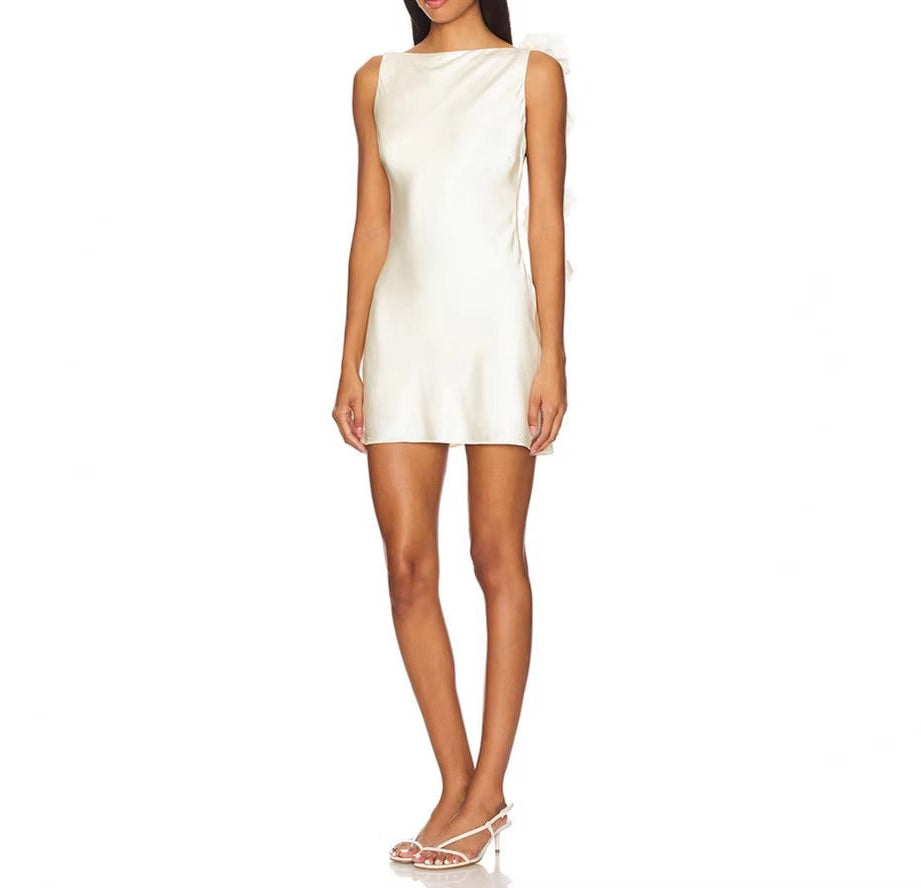 Rosalia Satin Bloom Mini Dress