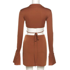 Long flared sleeve skirt set