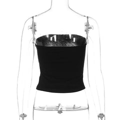 Letter pattern contrast backless tube top