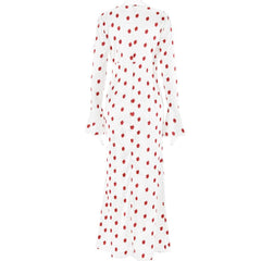 Long flared sleeve flower print zip-up maxi dress