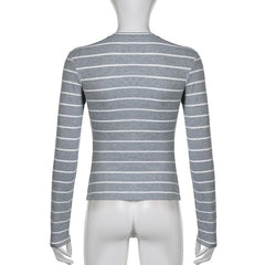 Long sleeve crewneck striped print top