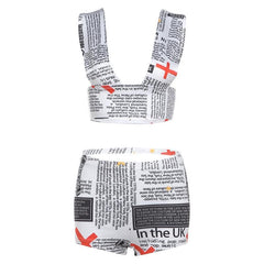 Letter print low cut backless pant set