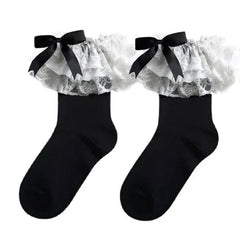 Lace Ruffle Bow Socks