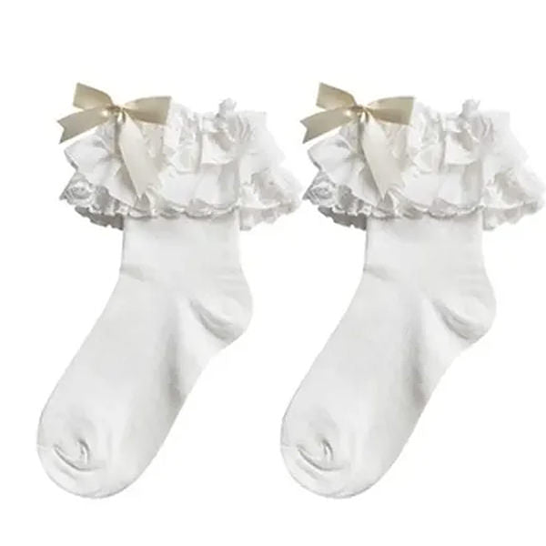 Lace Ruffle Bow Socks