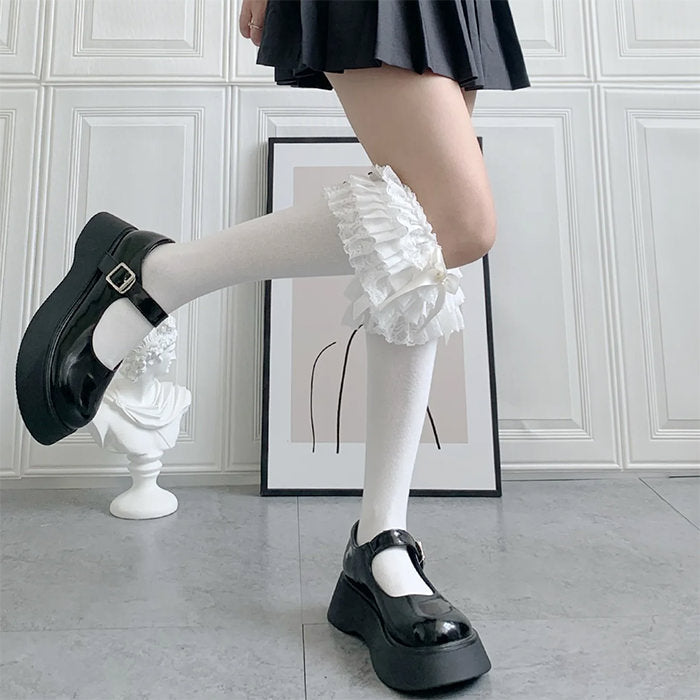 Lace Ruffle Bow Socks