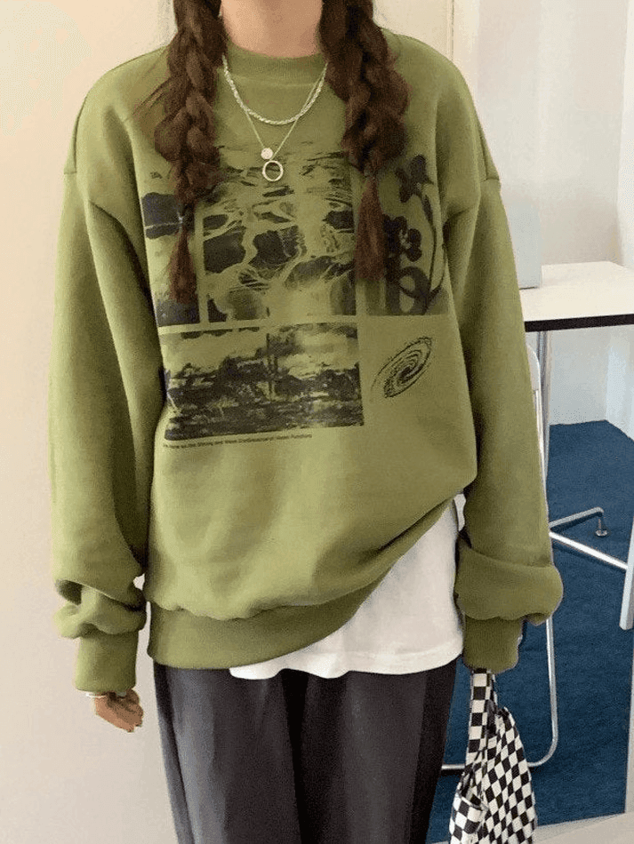 Landscape Print Crew Sweatshirt