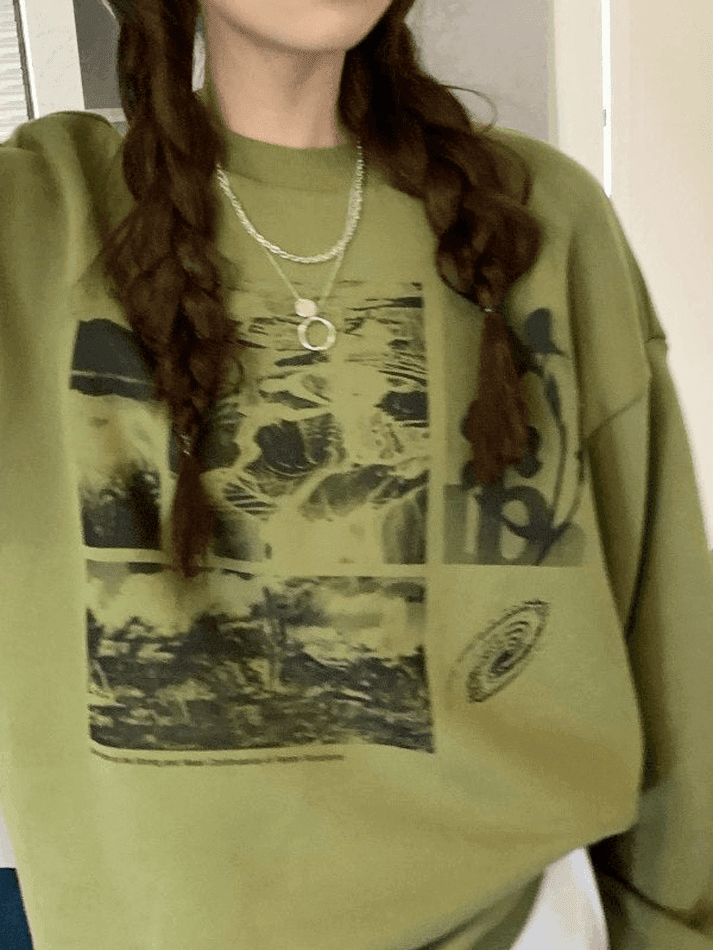 Landscape Print Crew Sweatshirt