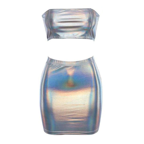 Holographic Top & Skirt Set