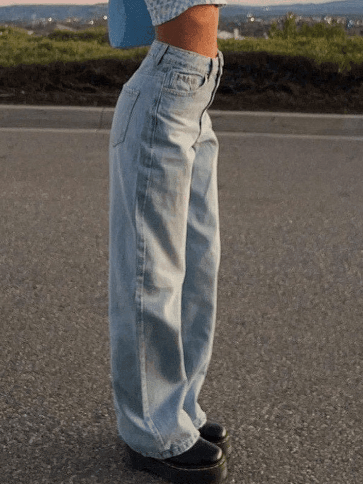 Light Blue Wash Straight Boyfriend Jeans