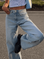 Light Blue Wash Straight Boyfriend Jeans