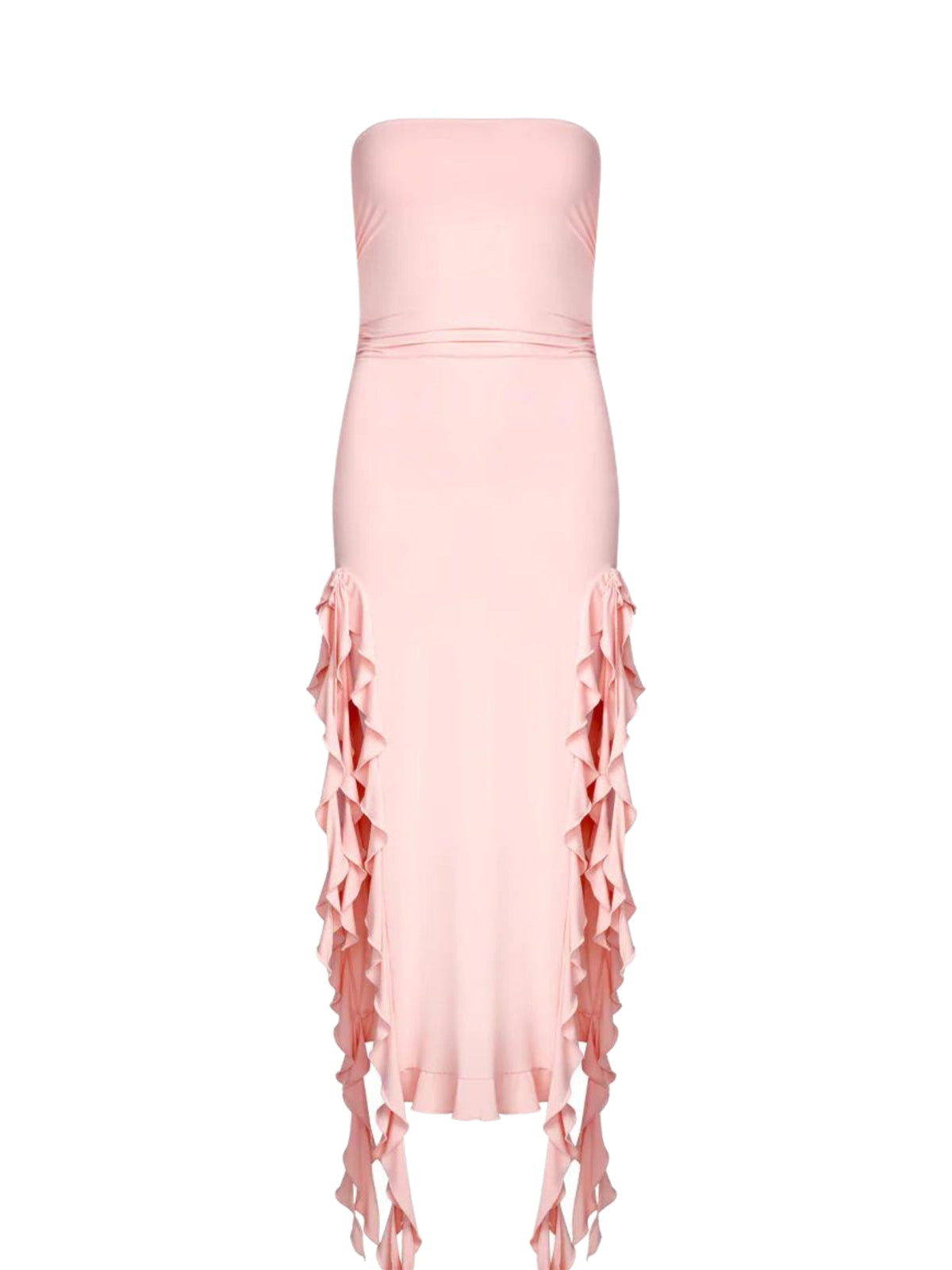 Lisa Strapless Ruffle Dress in Pink