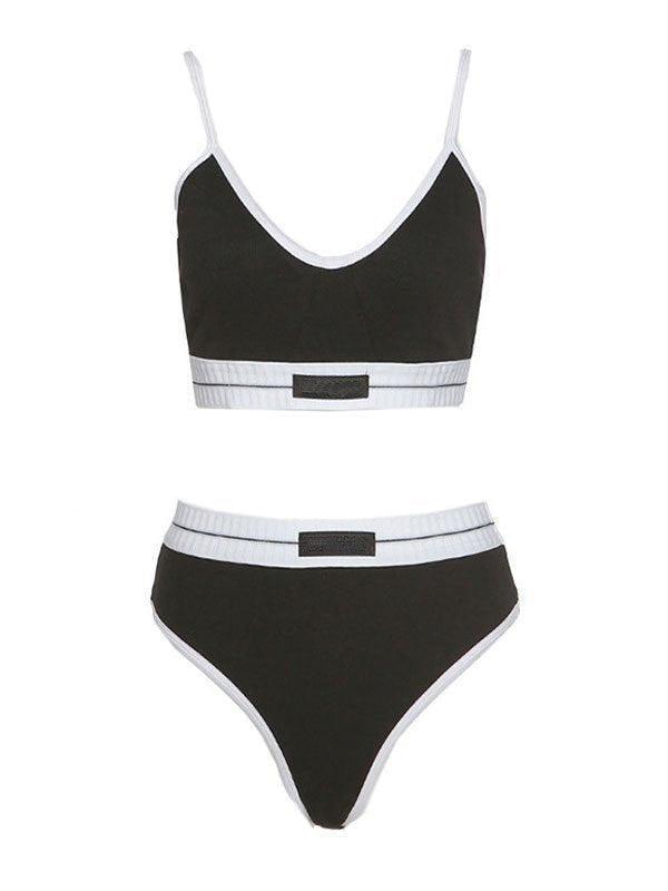 Logo Patch Contrast Bikini Set