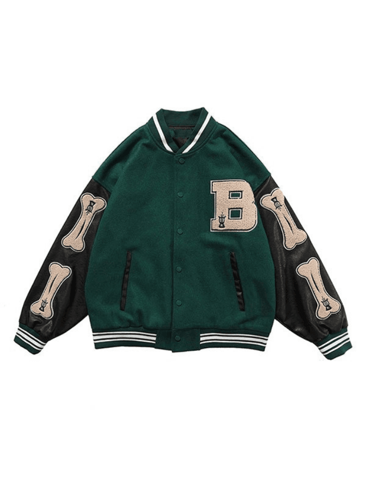 Men's Toweling Embroidered Varsity Jacket