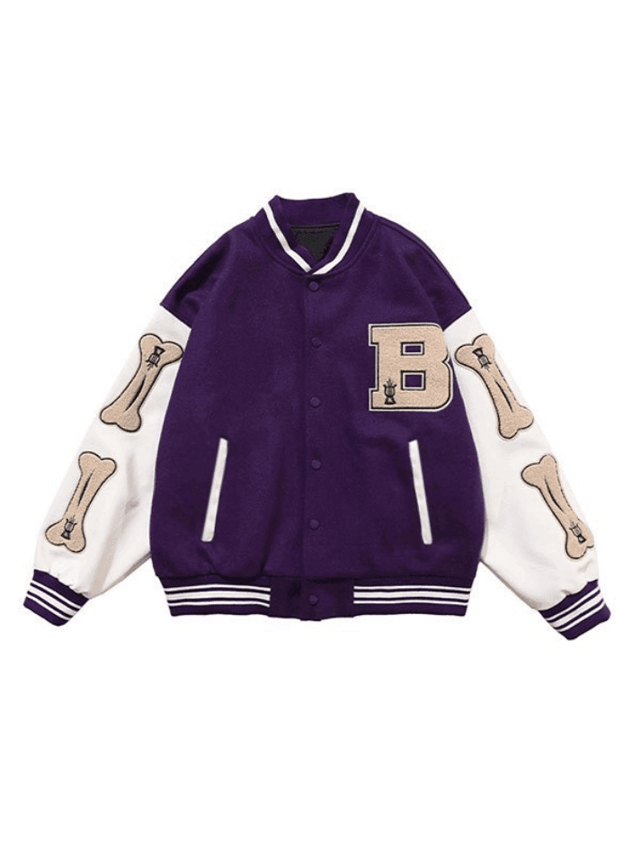 Men's Toweling Embroidered Varsity Jacket