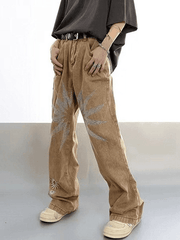 Men's Vintage Wash Embroidered Ankle Flare Jeans