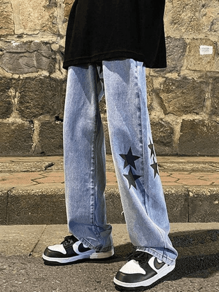 Men's Washed Vintage Star Straight Leg Jeans