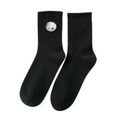 Moon Embroidered Socks