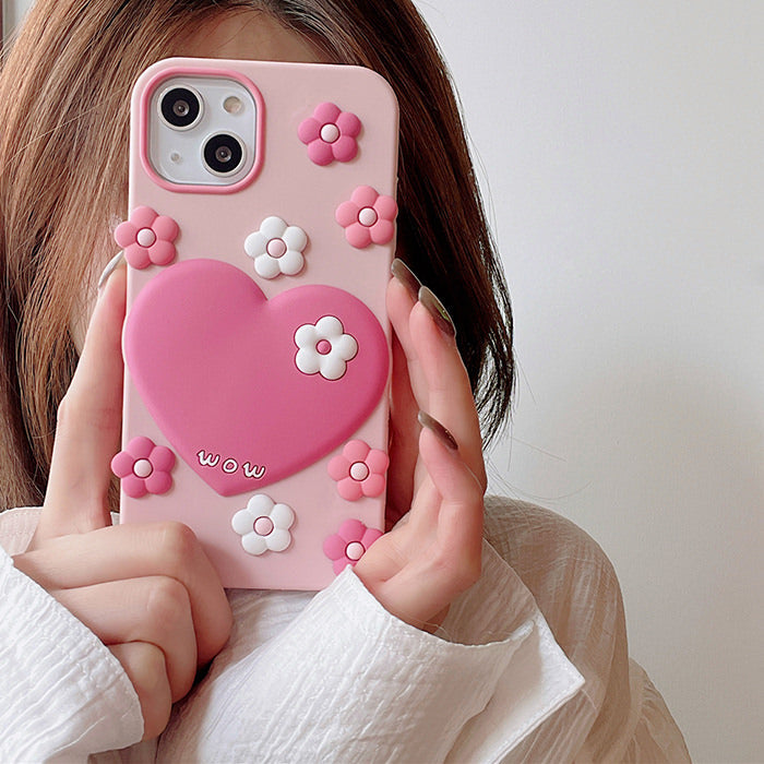 Pink Heart Flowers iPhone Case