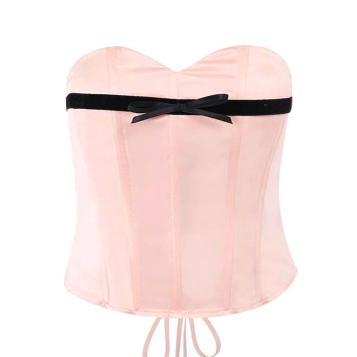 Pink Satin Bow Corset