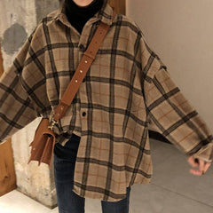 Warm Vibes Oversized Plaid Shirt