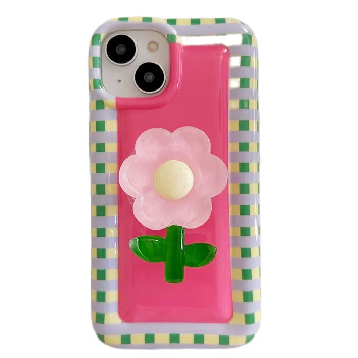 Plaid Framed Flower iPhone Case