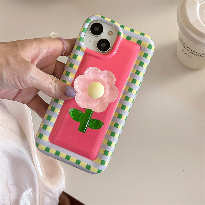 Plaid Framed Flower iPhone Case