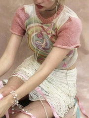 Print Patchwork Short Sleeve Tee