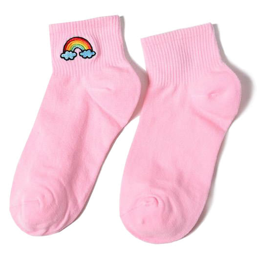 Rainbow Embroidered Socks