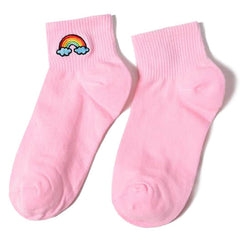 Rainbow Embroidered Socks