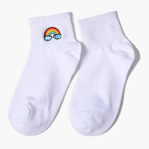 Rainbow Embroidered Socks