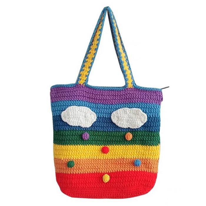 Rainbow Knitted Tote Bag