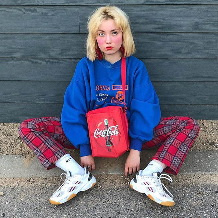 90s Kids Pants in Plaid Check