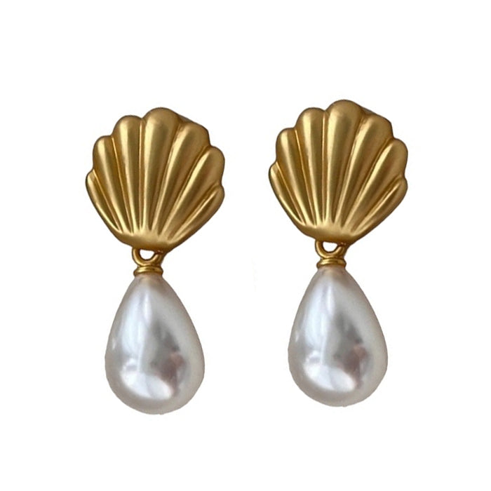 Shell Pearl Drop Earrings